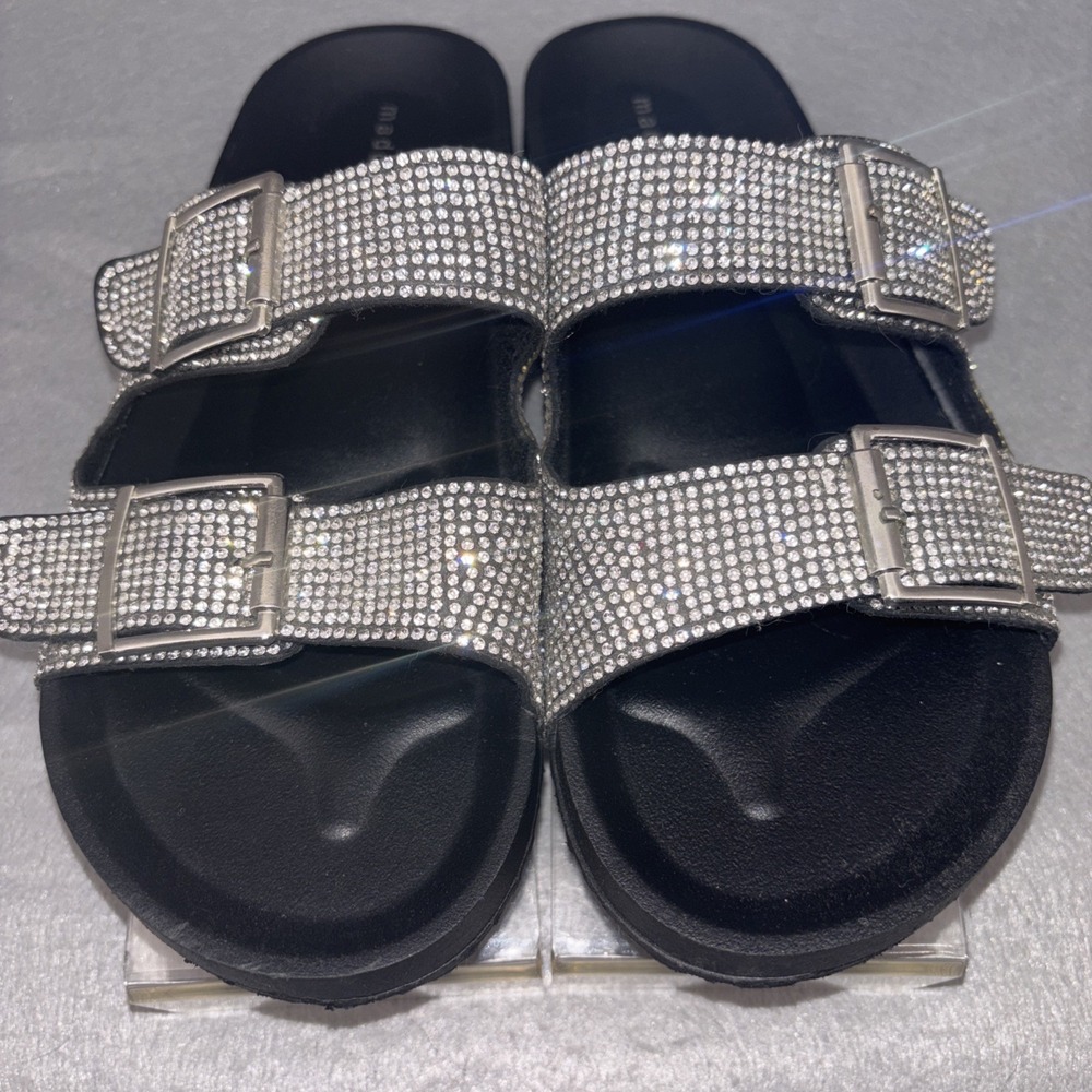 Madden Girl Women's Teddy-R Rhinestone and Black Footbed Sandals, Size 9 NWOB - Picture 6 of 13